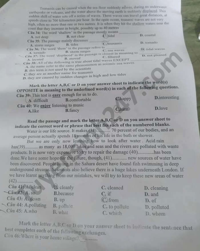 De thi hoc ki 2 nam 2021 mon Anh lop 9 THCS An Khe