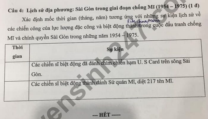 De thi hoc ki 2 mon Su lop 9 - THCS Tan Phu 2021
