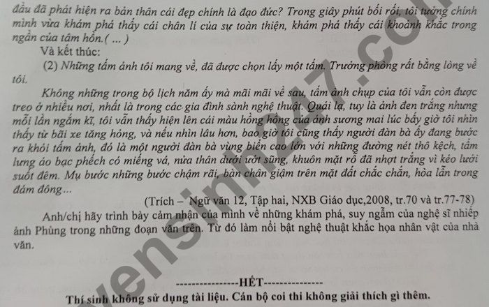 De thi cuoi ki 2 nam 2021 THPT Le Trung Kien lop 12 mon Van