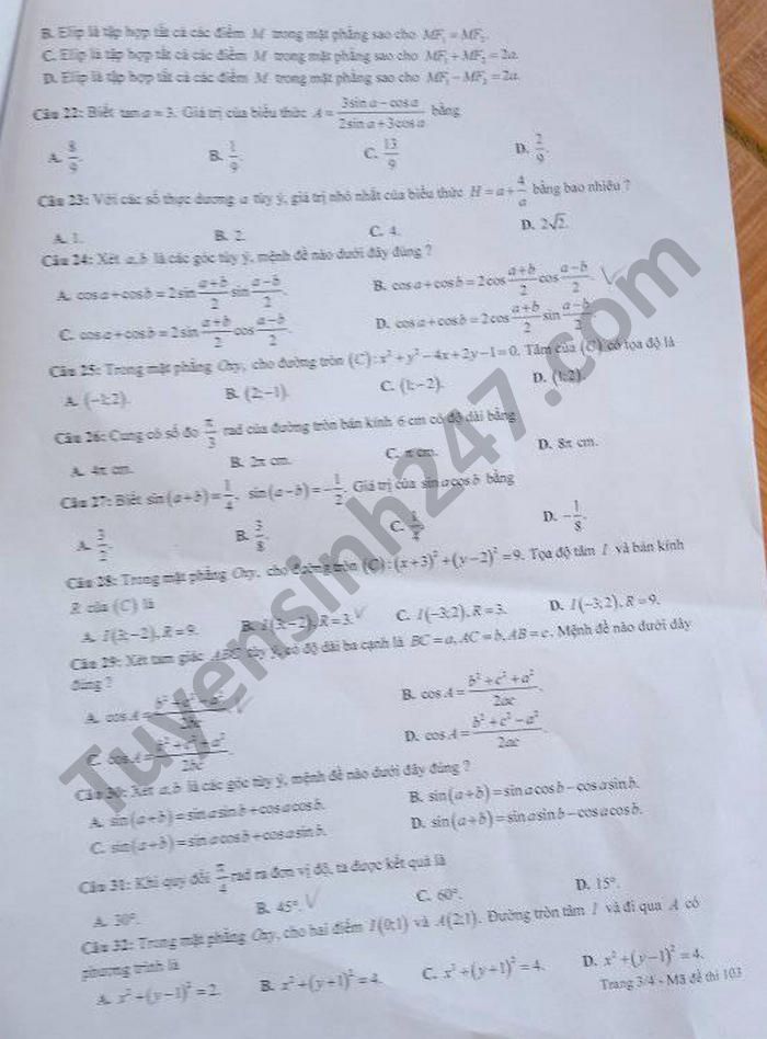 De thi hoc ki 2 nam 2021 mon Toan lop 10 THPT ATK Tan Trao