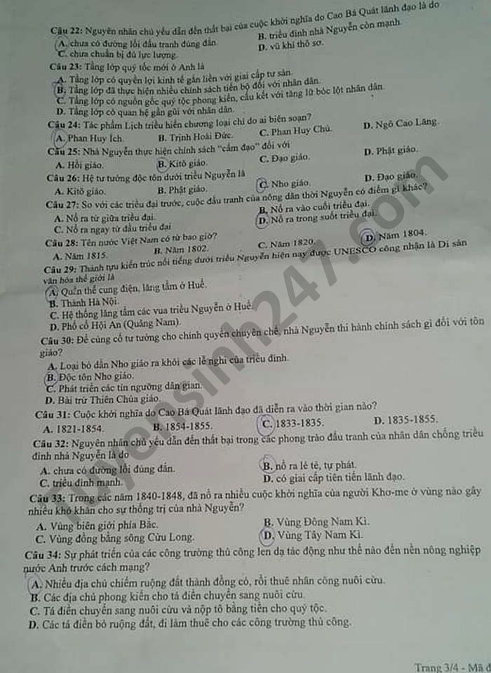 De thi hoc ki 2 mon Su lop 10 nam 2021 THPT Duong Minh Chau