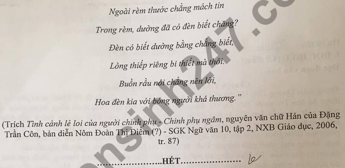 De thi hoc ki 2 mon Van 10 THPT Diem Thuy 2021