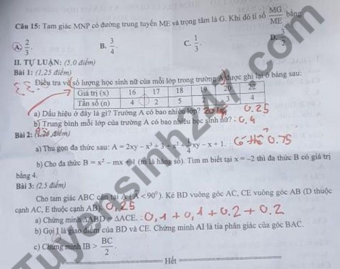 De thi hoc ki 2 nam 2021 tinh Quang Nam lop 7 mon Toan