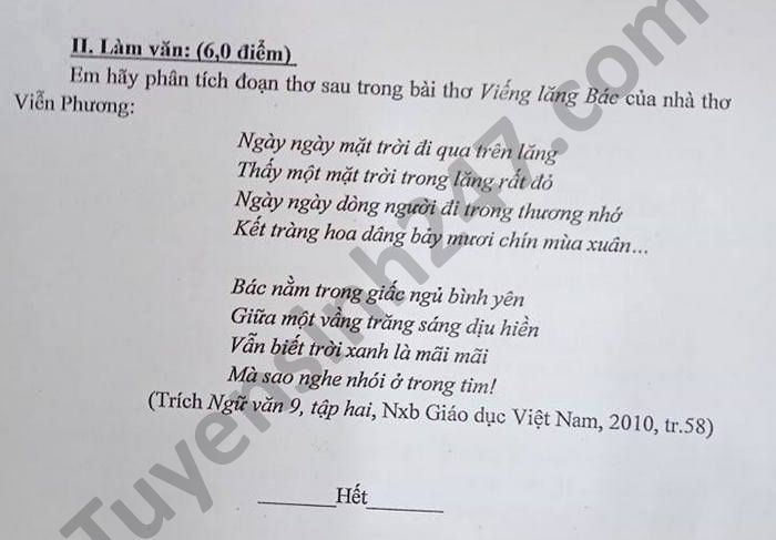 De thi hoc ki 2 mon Van lop 9 Phong GD TP Son La nam 2021