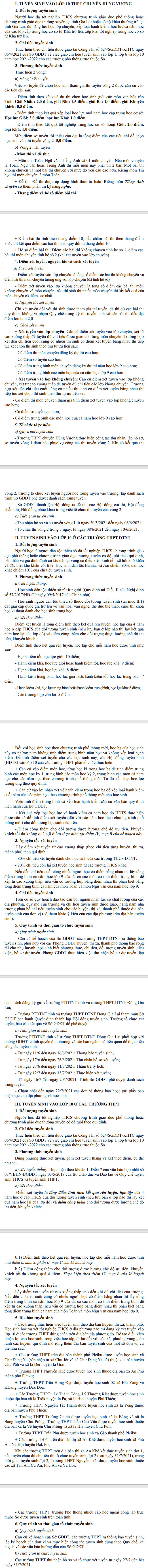 Ke hoach tuyen sinh vao lop 10 Gia Lai nam 2021