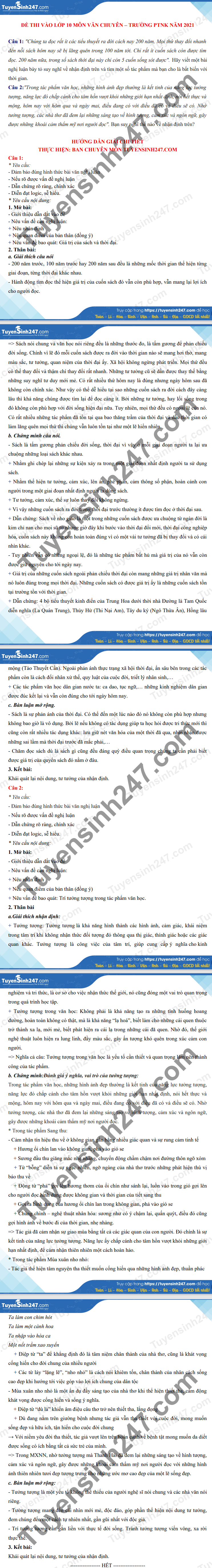 Dap an de thi vao lop 10 mon Van chuyen PTNK 2021