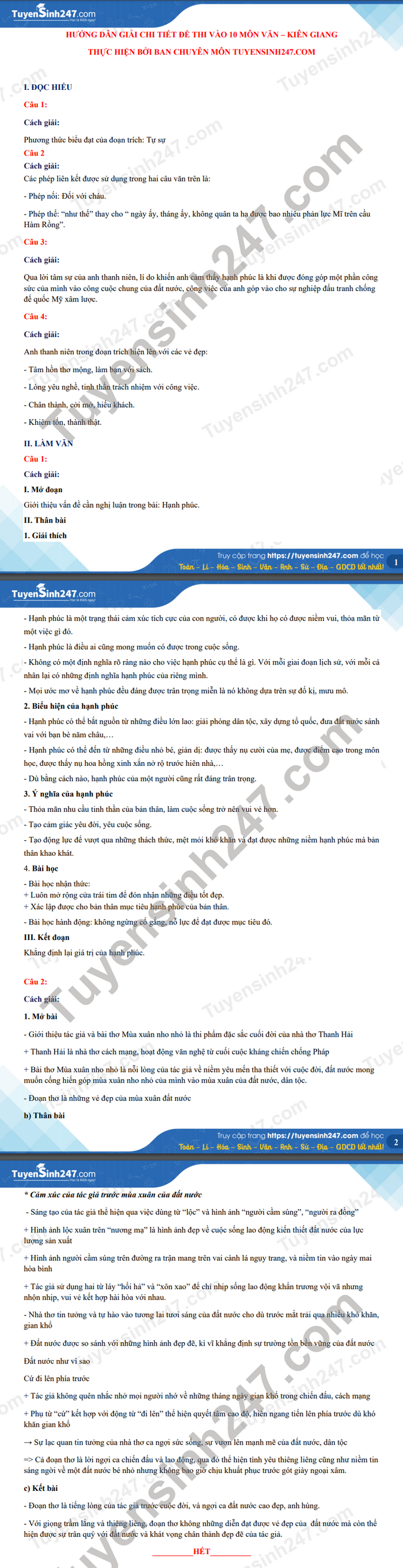 Dap an de thi vao lop 10 THPT chuyen nam 2021 mon Van tinh Kien Giang
