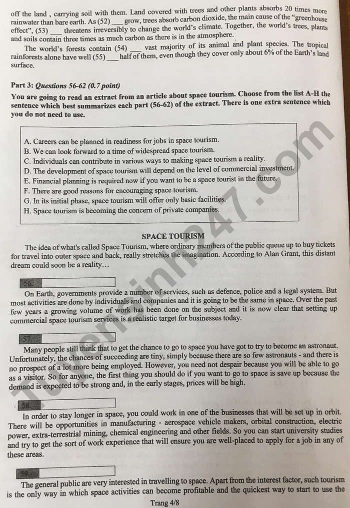De thi vao lop 10 tinh Dong Nai mon Anh Chuyen nam 2021