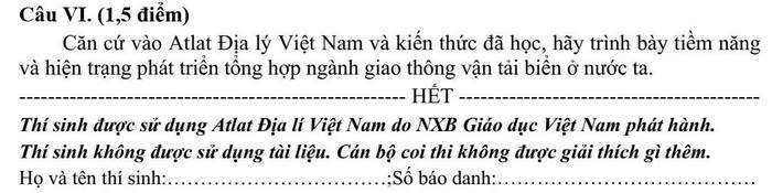 De thi vao lop 10 mon Dia Chuyen - tinh Tien Giang 2021