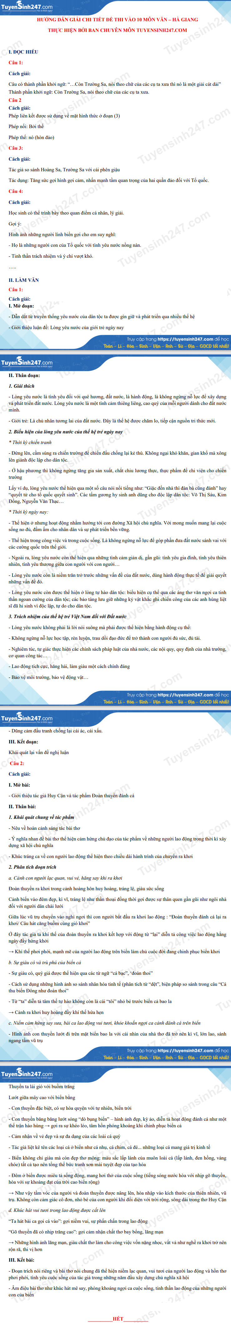 Dap an de thi vao lop 10 THPT Chuyen Ha Giang mon Van (chung) 2021