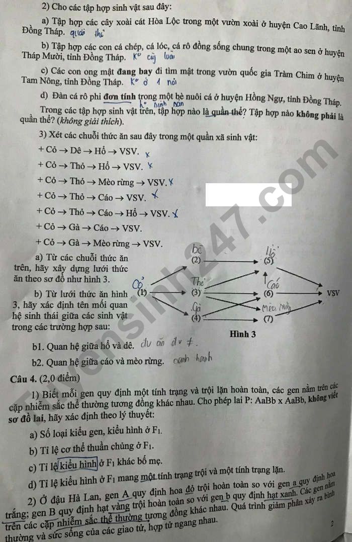 De thi vao lop 10 Chuyen nam 2021 - tinh Dong Thap mon Sinh