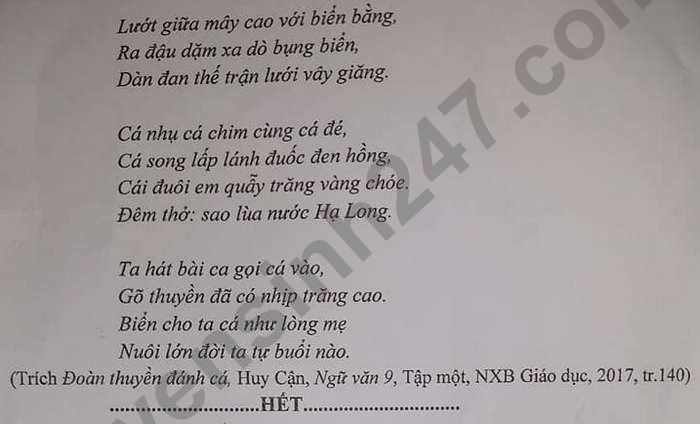 Dap an de thi vao lop 10 THPT Chuyen Ha Giang mon Van (chung) 2021