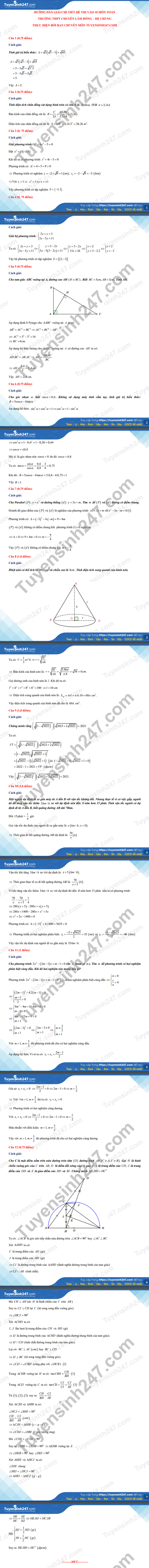 De thi vao lop 10 mon Toan chung - THPT Chuyen Lam Dong 2021
