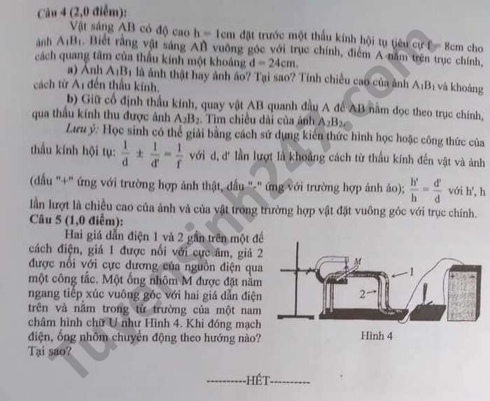 Dap an de thi vao lop 10 THPT chuyen nam 2021 mon Ly tinh Ninh Binh
