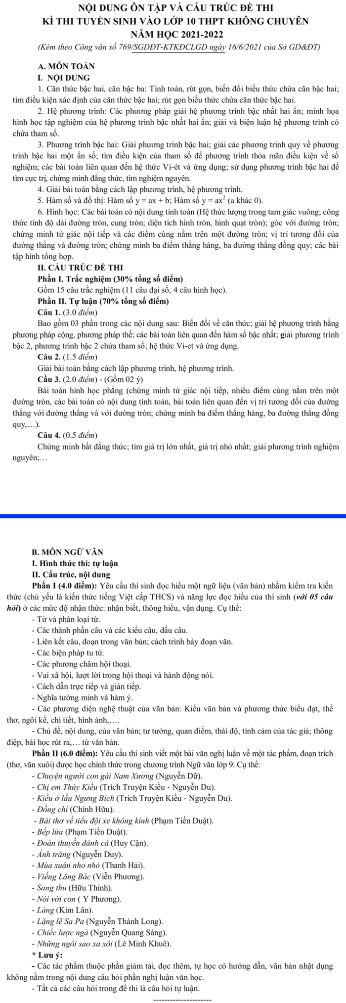 Bac Giang dieu chinh lich thi vao lop 10 va thoi gian lam bai
