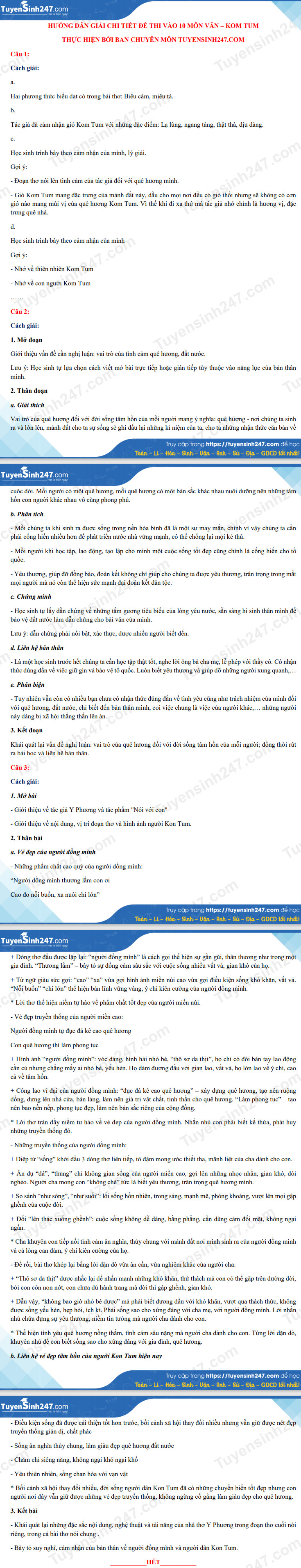 Dap an de thi vao lop 10 chuyen - tinh Kon Tum mon Van (chung) 2021