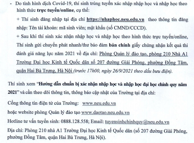 Dai hoc Kinh te Quoc dan tuyen 54 thi sinh dac cach tot nghiep 2021