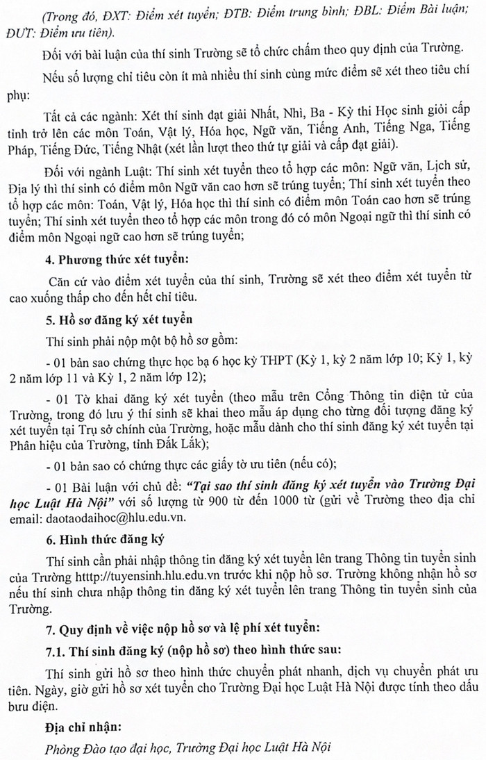 Dai hoc Luat Ha Noi tuyen thi sinh dac cach tot nghiep
