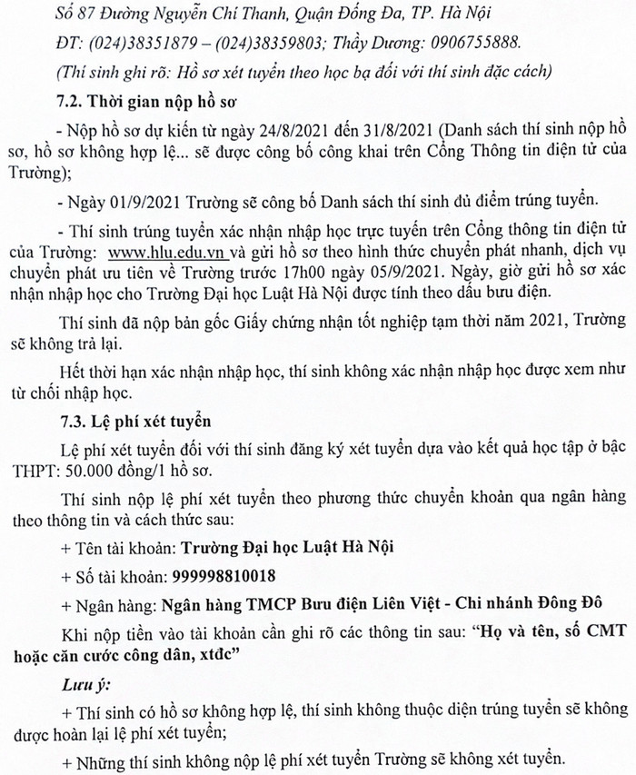Dai hoc Luat Ha Noi tuyen thi sinh dac cach tot nghiep