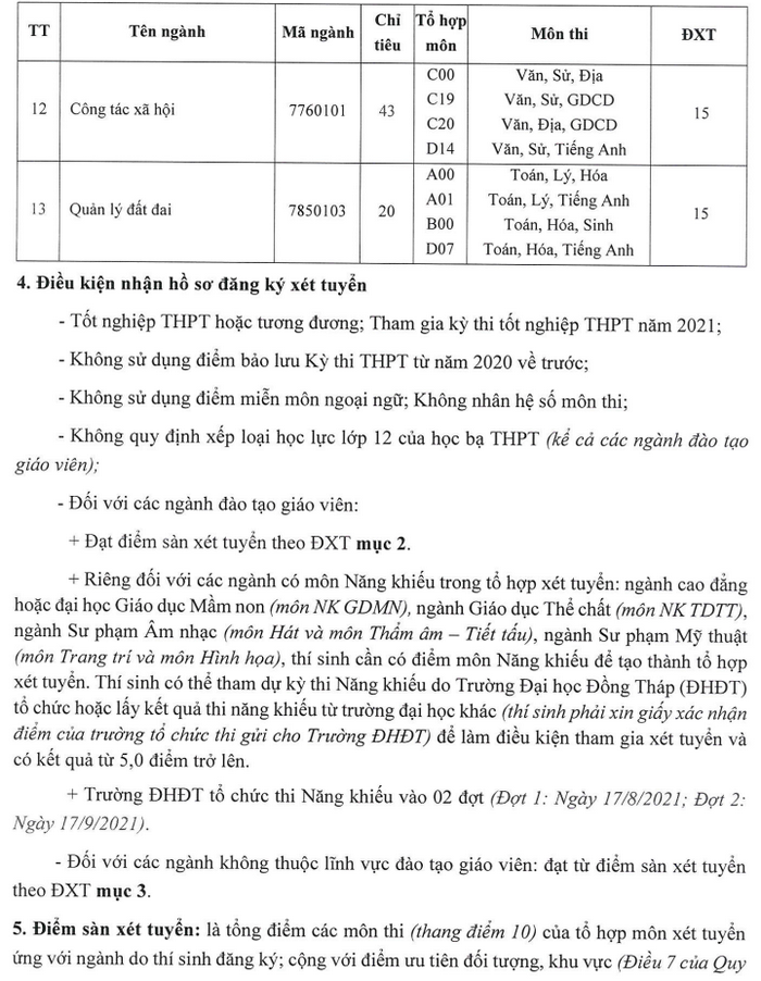 Dai hoc Dong Thap cong bo diem san 2021