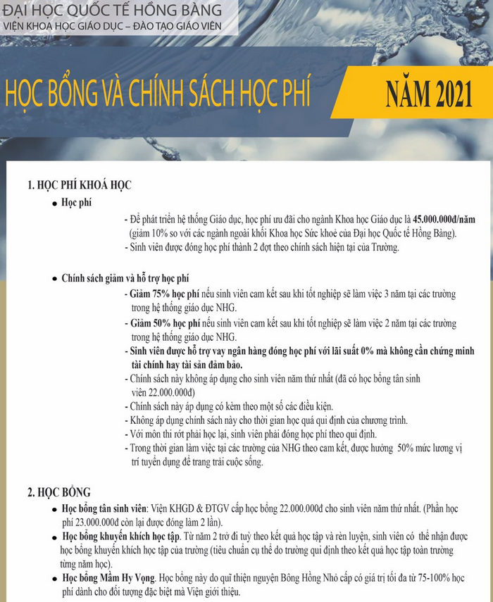 Hoc phi nam 2021 Dai hoc Quoc te Hong Bang