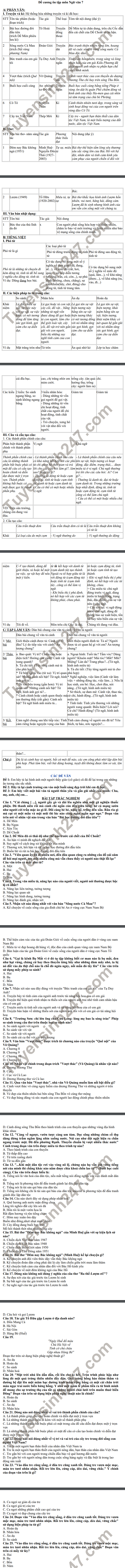 De cuong thi khao sat chat luong dau nam 2021 THCS Hai Ba Trung - mon Van 7