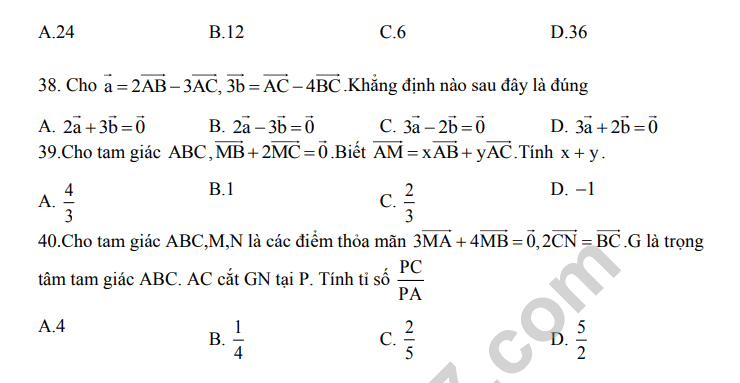 De cuong giua ki 1 lop 10 mon Toan - THPT Bac Thang Long 2021