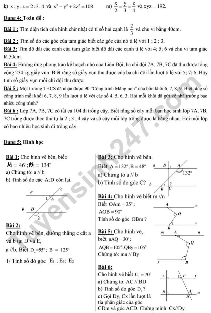 De cuong giua ki 1 Toan lop 7 - THCS Le Ngoc Han 2021