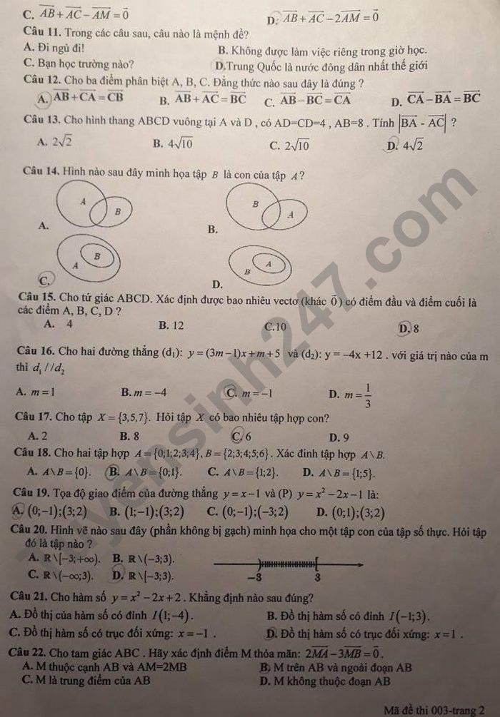 De thi giua ki 1 Toan lop 10 nam 2021 - THPT Ly Thuong Kiet