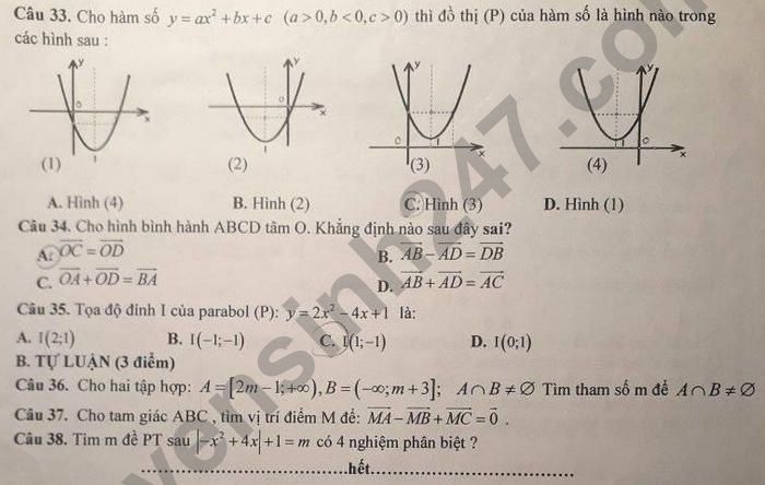 De thi giua ki 1 Toan lop 10 nam 2021 - THPT Ly Thuong Kiet