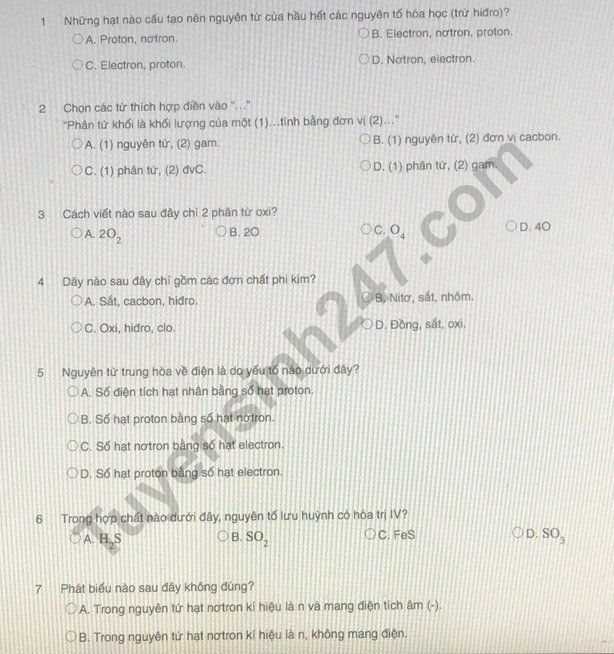 De thi giua ki 1 mon Hoa lop 8 - THCS Giang Vo 2021