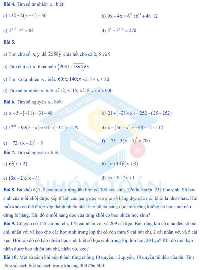 De cuong on tap hoc ki 1 lop 6 mon Toan 2021 - He thong Archimedes School