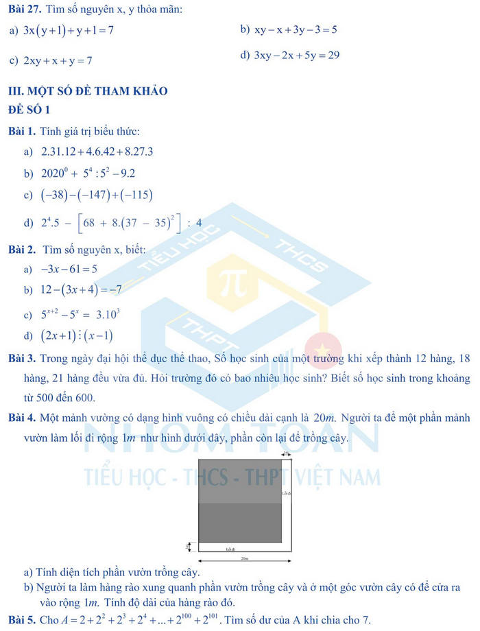 De cuong on tap hoc ki 1 lop 6 mon Toan 2021 - He thong Archimedes School