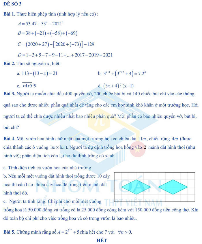 De cuong on tap hoc ki 1 lop 6 mon Toan 2021 - He thong Archimedes School