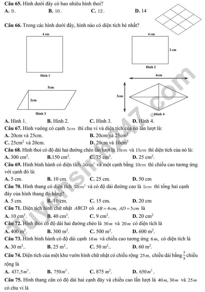 De cuong on tap ki 1 Toan lop 6 - THCS Doan Thi Diem nam 2021