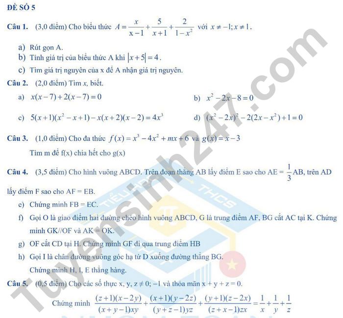 De cuong on tap hoc ki 1 Toan 8 nam 2021 - Archimedes School