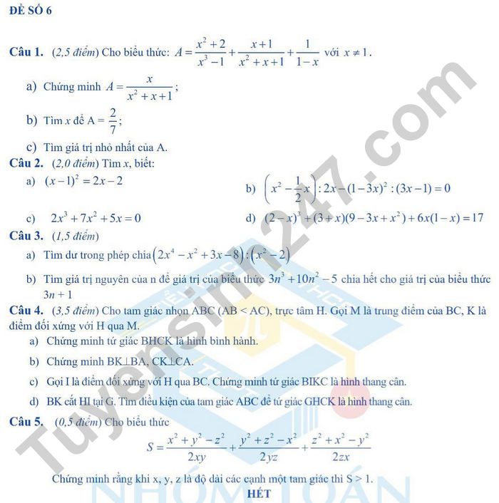 De cuong on tap hoc ki 1 Toan 8 nam 2021 - Archimedes School