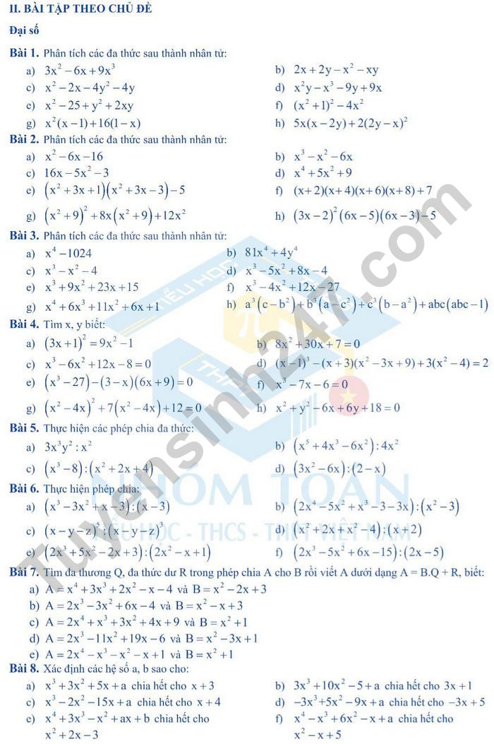De cuong on tap hoc ki 1 Toan 8 nam 2021 - Archimedes School