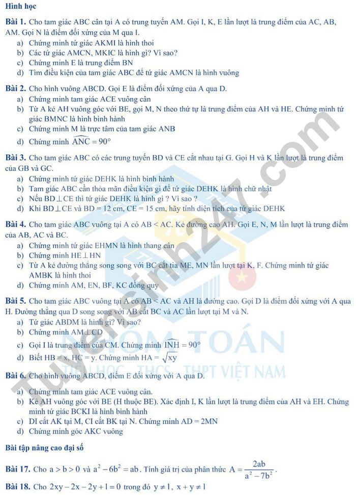 De cuong on tap hoc ki 1 Toan 8 nam 2021 - Archimedes School