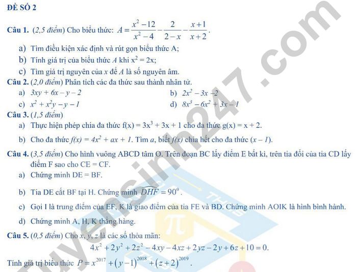 De cuong on tap hoc ki 1 Toan 8 nam 2021 - Archimedes School