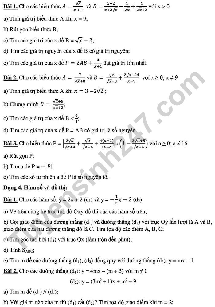 De cuong thi hoc ki 1 nam 2021 THCS Dich Vong - lop 9 mon Toan