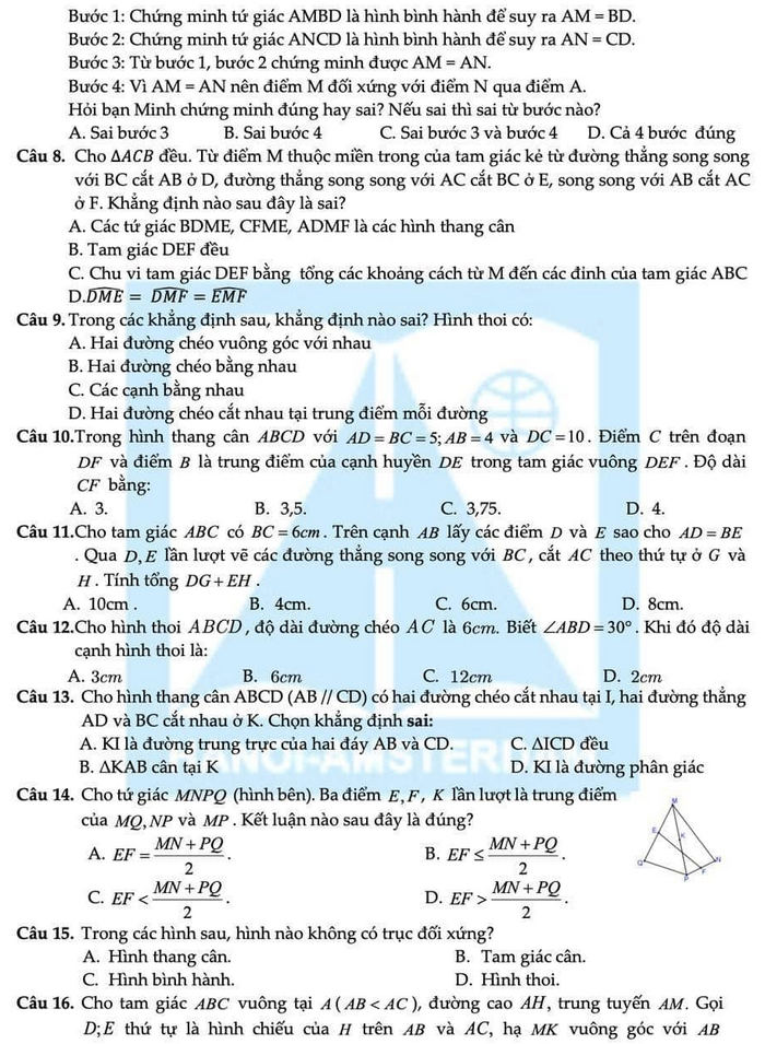 De cuong on tap ki 1 Toan 8 nam 2021 - THPT chuyen Ha Noi-Amsterdam
