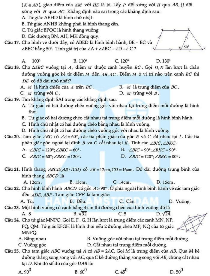 De cuong on tap ki 1 Toan 8 nam 2021 - THPT chuyen Ha Noi-Amsterdam