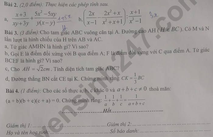 De thi hoc ki 1 Toan lop 8 nam 2021 - Phong GD Giao Thuy