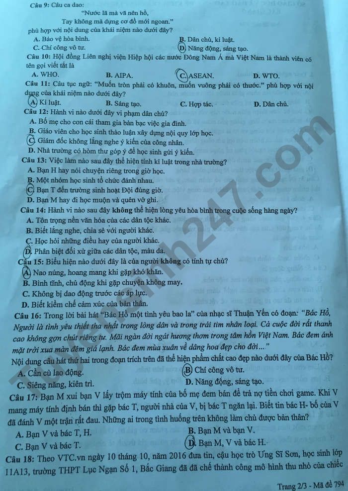 De thi ki 1 mon GDCD lop 9 So GD Bac Giang nam 2021