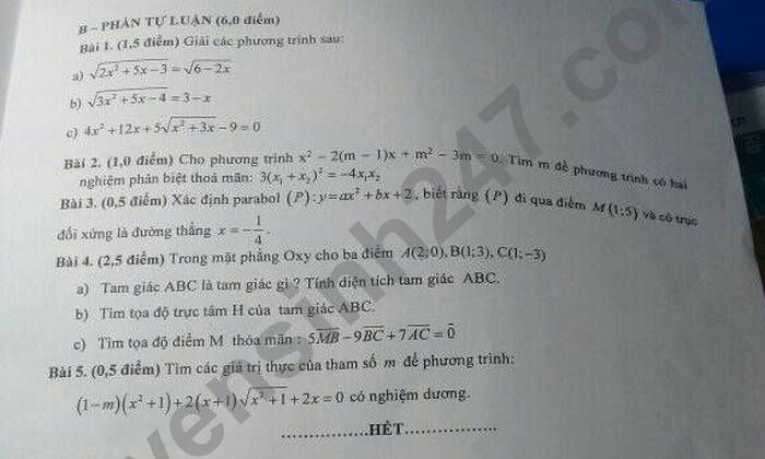 De thi hoc ki 1 Toan 10 nam 2021 THPT Tran Van Lan