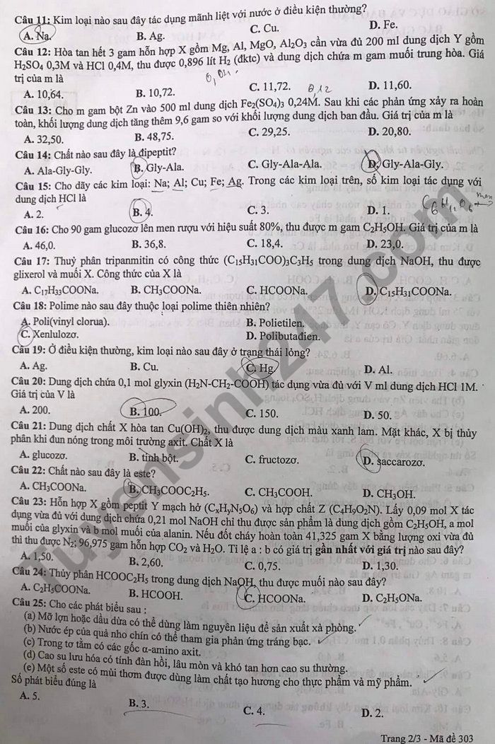 De thi hoc ki 1 Hoa lop 12 nam 2021 tinh Bac Giang