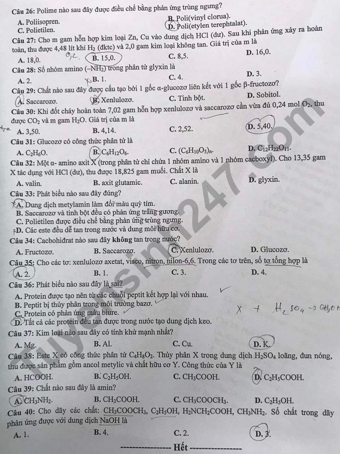 De thi hoc ki 1 Hoa lop 12 nam 2021 tinh Bac Giang