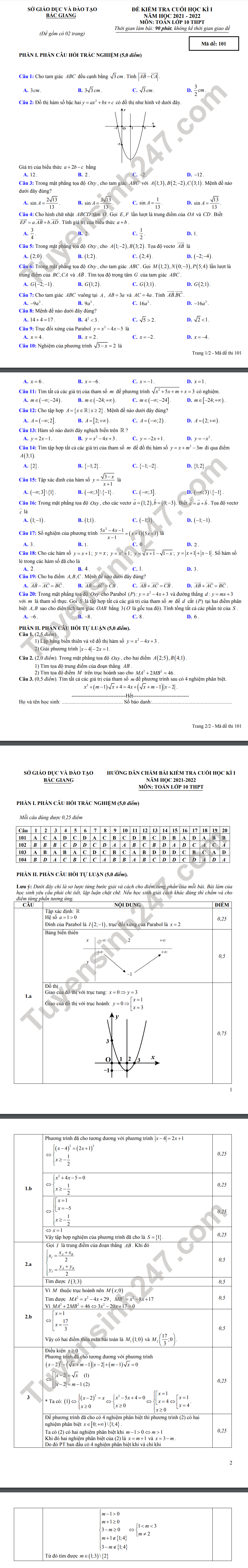 De thi hoc ki 1 So GD Bac Giang lop 10 mon Toan 2021