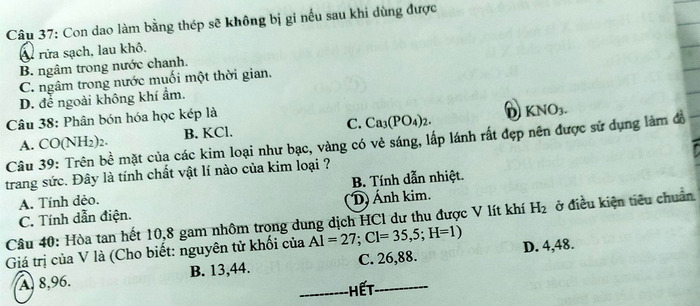 De thi hoc ki 1 mon To hop lop 9 - So GD Nam Dinh 2021 (dot 2)